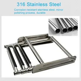 Dock Boat Ladders Heavy Duty Folding Pontoon Boat Ladder, Stainless Steel Telescoping 3/4 Steps Marine Yacht Ladder with Wide Pedal,for Marine Boat Yacht (Size : 4 Steps) ()
