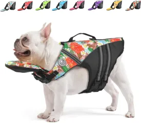 Dog Life Jacket, Reflective Dog Life Vest with Removable Neck Float High Buoyancy for Swimming and Boating, Ripstop Pet Safety Swimsuit Rescue Handle for Small Medium Large Dogs