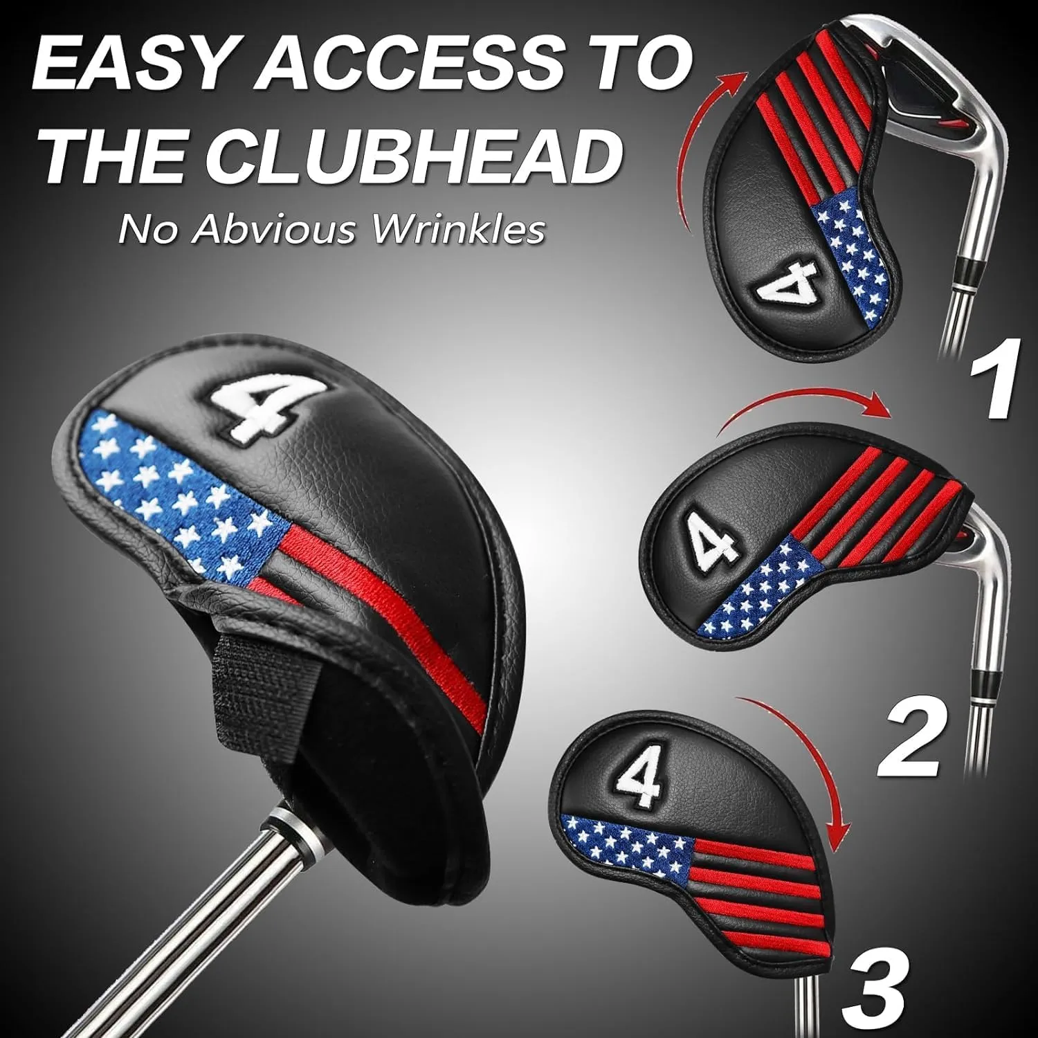 FINGER TEN Golf Iron Head Covers Value 12 Piece Set, Synthetic Leather Deluxe Club Headcover, Universal Fit Main Iron Clubs Gift Set