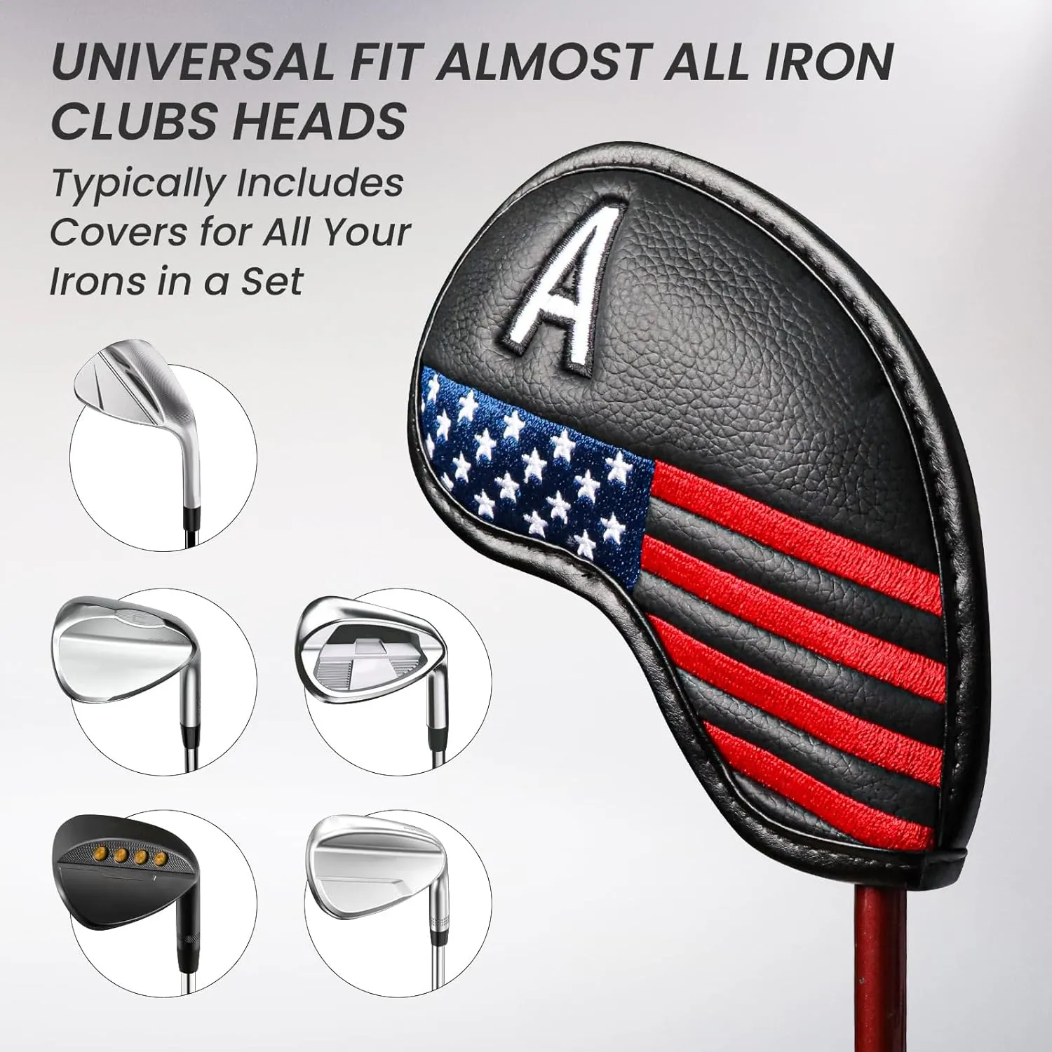 FINGER TEN Golf Iron Head Covers Value 12 Piece Set, Synthetic Leather Deluxe Club Headcover, Universal Fit Main Iron Clubs Gift Set