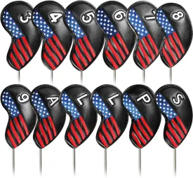FINGER TEN Golf Iron Head Covers Value 12 Piece Set, Synthetic Leather Deluxe Club Headcover, Universal Fit Main Iron Clubs Gift Set