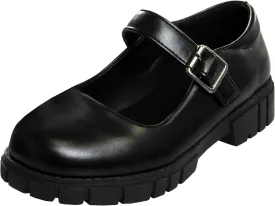 French Toast Girls Round Toe Ankle Strap Maryjane School Shoes - Mary Jane Chunky Platform Oxford Dress Shoe Pumps - Black/Navy/Brown (Size 12-5 Little Kid/Big Kid)