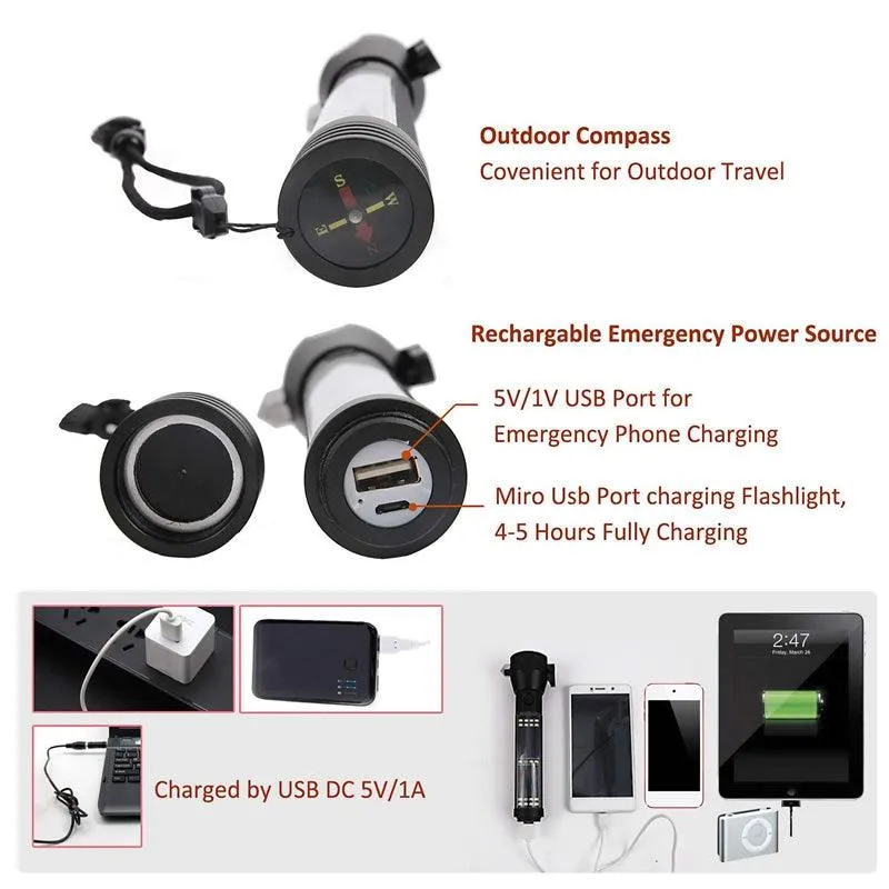 Multi-Functional High Power Emergency Solar Flashlight DB-171