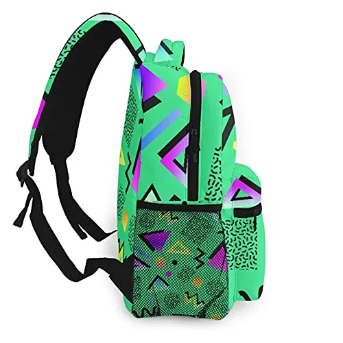 Multi leisure backpack,Colorful 1980S Retro Vintage 80S 90S Style Go, travel sports School bag for adult youth College Students