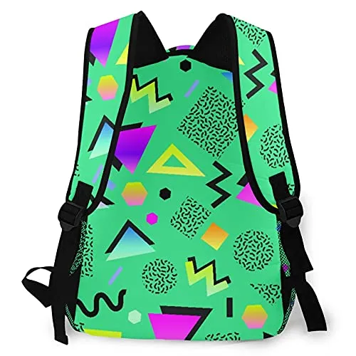 Multi leisure backpack,Colorful 1980S Retro Vintage 80S 90S Style Go, travel sports School bag for adult youth College Students