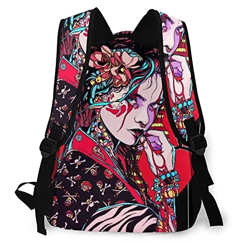 Multi leisure backpack,Geisha Woman Girl China Japan Character Print, travel sports School bag for adult youth College Students