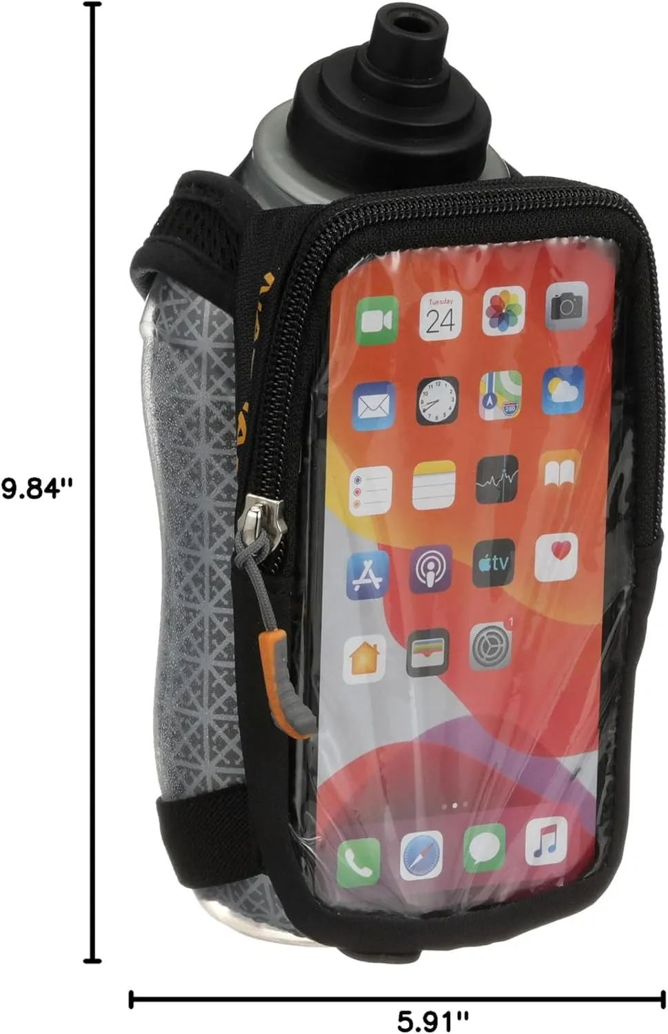 Nathan Speedview Flask, Handheld Water Bottle & Phone Case Holder, Insulated for Running & Walking, 18Oz