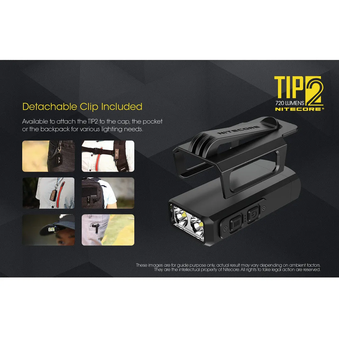 Nitecore TIP2 Keychain Light w/ Pocket Clip (720 Lumens | USB Rechargeable)