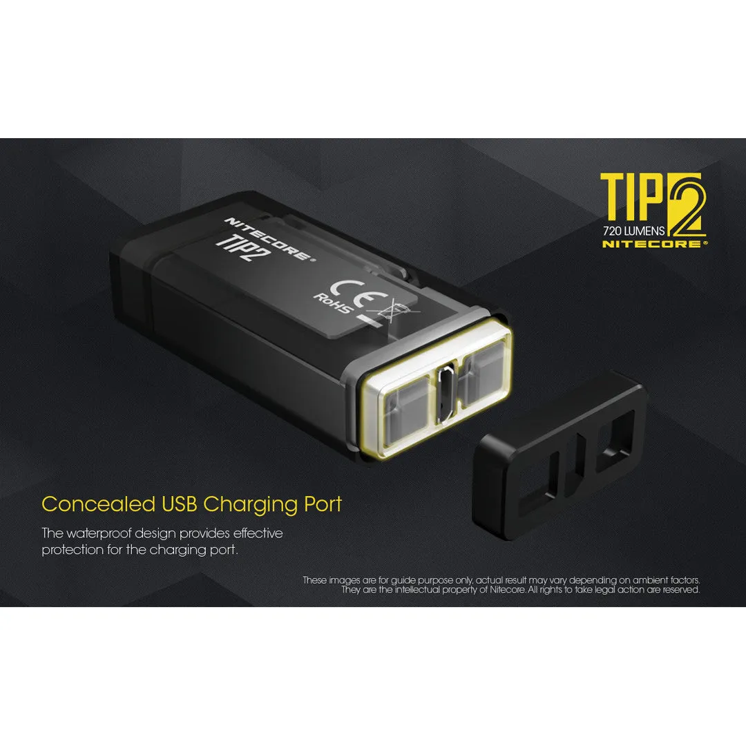Nitecore TIP2 Keychain Light w/ Pocket Clip (720 Lumens | USB Rechargeable)