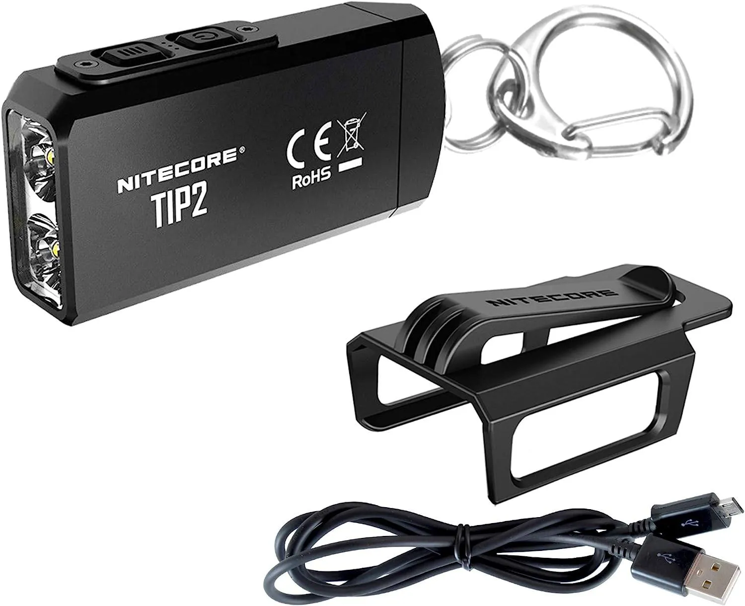 Nitecore TIP2 Keychain Light w/ Pocket Clip (720 Lumens | USB Rechargeable)