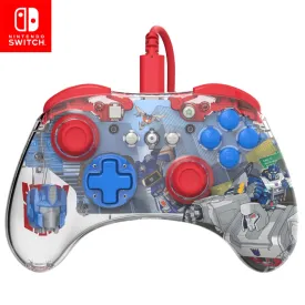 PDP REALMz Nintendo Switch Pro Controller, Customizable LED Lighting, 3.5mm Headphone Jack, Officially Licensed by Nintendo and Hasbro, Transformers: Optimus Prime City Battle