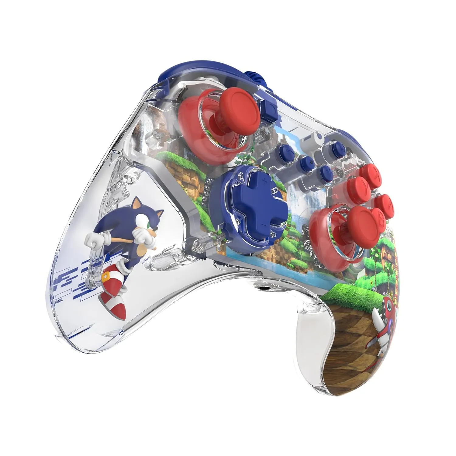 PDP REALMz Nintendo Switch Pro Controller, Customizable LED Lighting, 3.5mm Headphone Jack, Officially Licensed by Nintendo and SEGA: Sonic Superstars (Sonic Green Hill Zone)