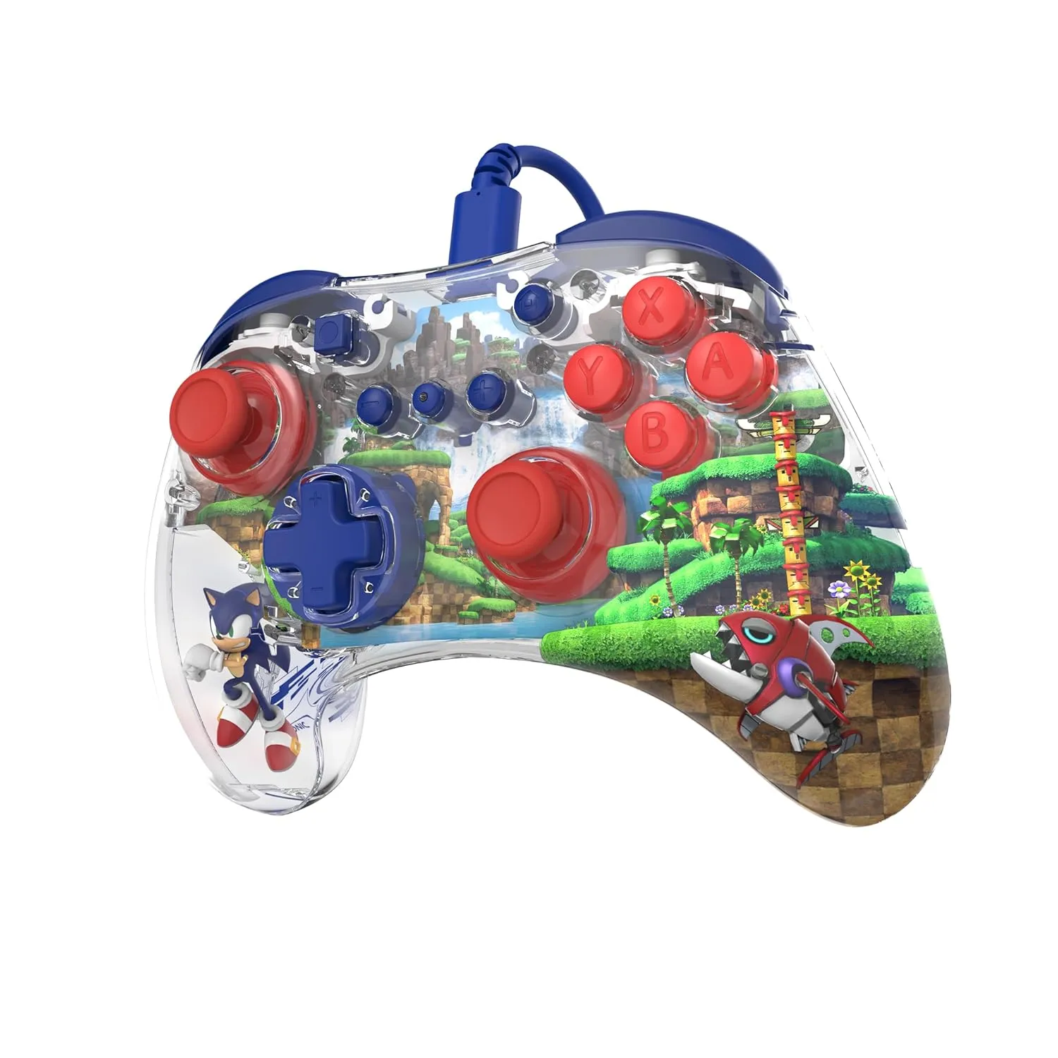 PDP REALMz Nintendo Switch Pro Controller, Customizable LED Lighting, 3.5mm Headphone Jack, Officially Licensed by Nintendo and SEGA: Sonic Superstars (Sonic Green Hill Zone)