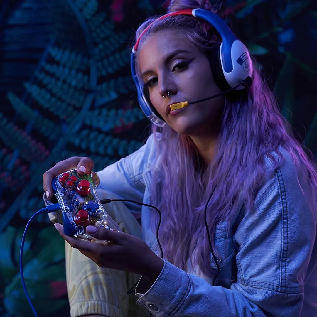 PDP REALMz Nintendo Switch Pro Controller, Customizable LED Lighting, 3.5mm Headphone Jack, Officially Licensed by Nintendo and SEGA: Sonic Superstars (Sonic Green Hill Zone)
