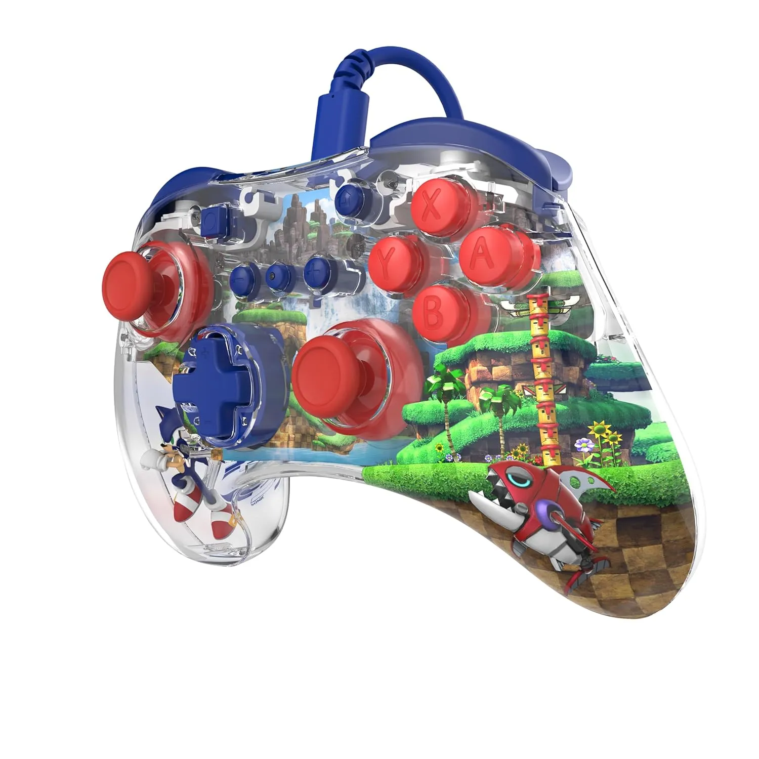 PDP REALMz Nintendo Switch Pro Controller, Customizable LED Lighting, 3.5mm Headphone Jack, Officially Licensed by Nintendo and SEGA: Sonic Superstars (Sonic Green Hill Zone)