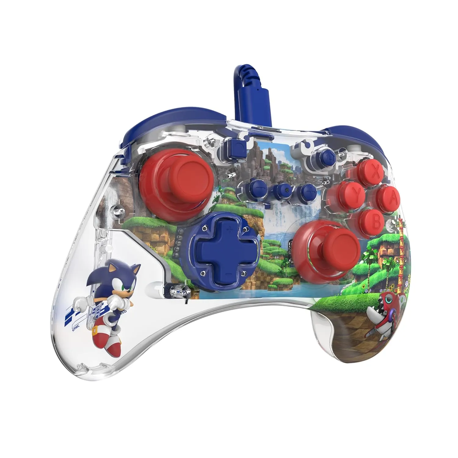 PDP REALMz Nintendo Switch Pro Controller, Customizable LED Lighting, 3.5mm Headphone Jack, Officially Licensed by Nintendo and SEGA: Sonic Superstars (Sonic Green Hill Zone)