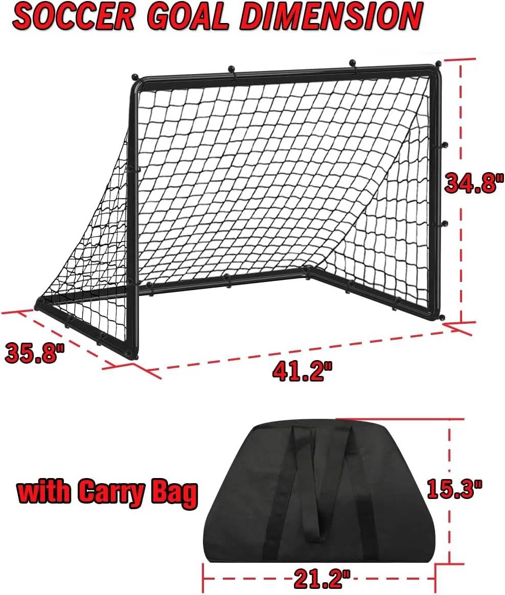 Queension Kids Soccer Goals for Backyard, 3.5x3 ft Pop Up Soccer Goal for Toddler Ages 3-5,8-12, Football Net Training Equipment with Carry Bag for Youth Outdoor Sports Games