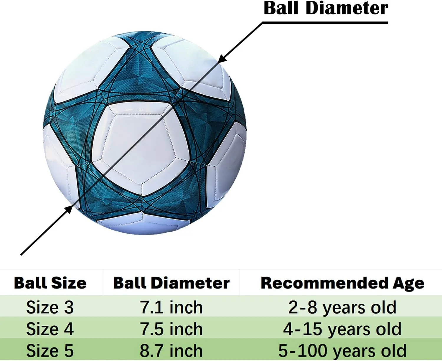 Soccer Ball Size 3,4,5 Soft PU for Practice Training Gift Boys Girls Kid Come with Pump and Needle