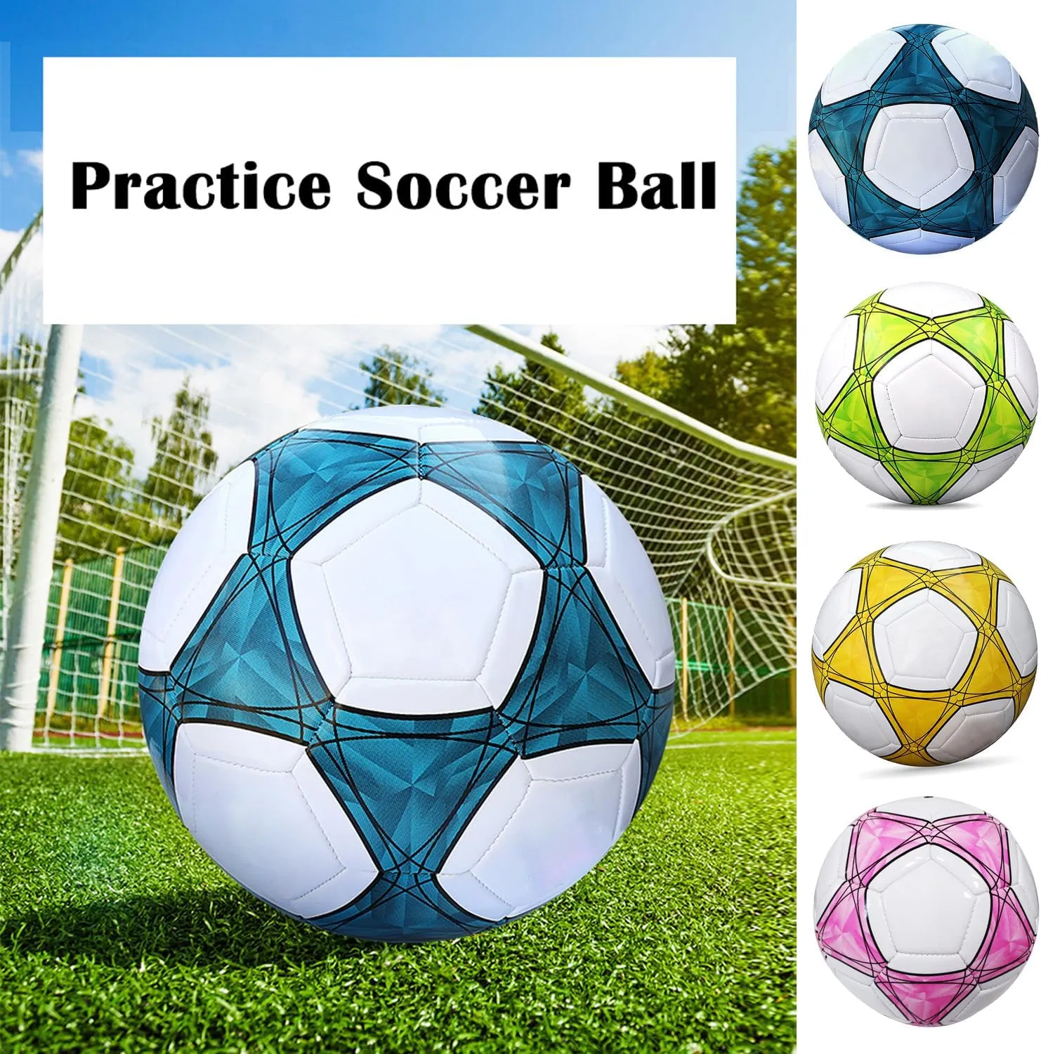 Soccer Ball Size 3,4,5 Soft PU for Practice Training Gift Boys Girls Kid Come with Pump and Needle