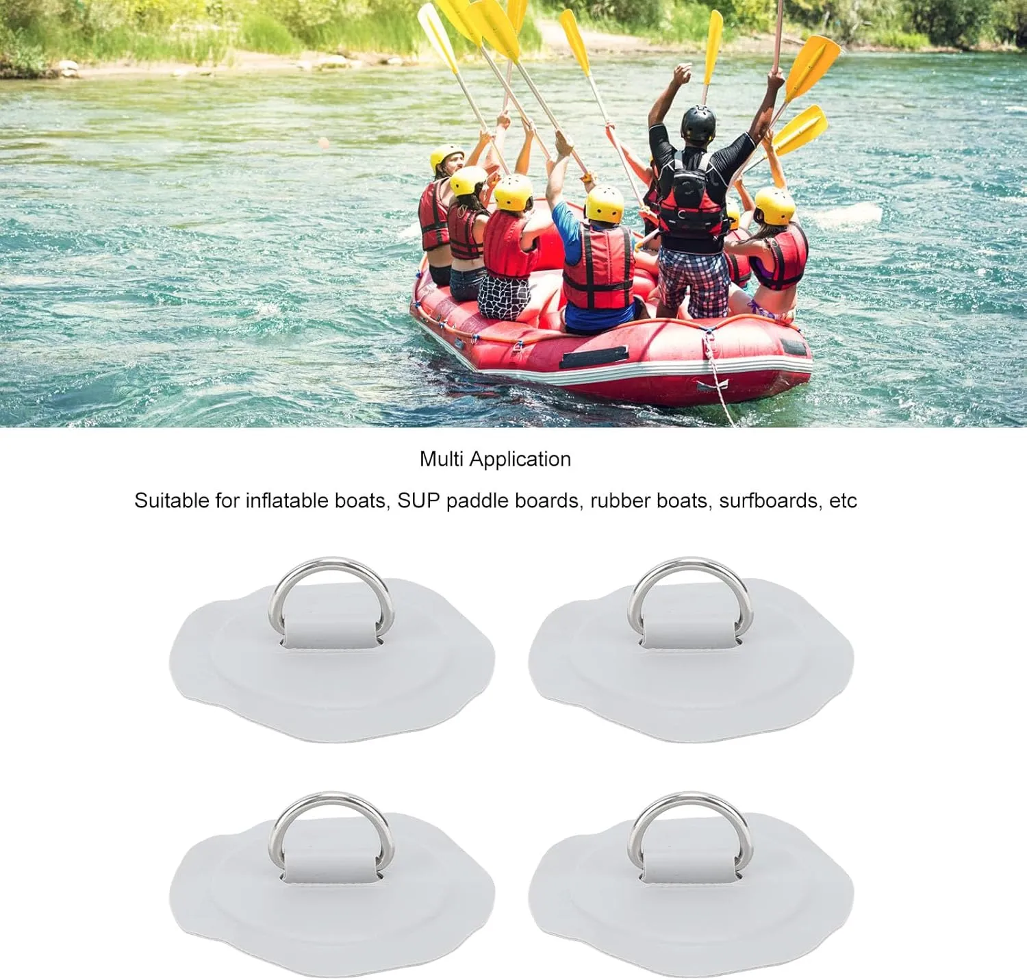 Srliya D Ring Patch,Round Lightweight D Ring PVC Patch for Inflatable Boat Raft Dinghy Kayak 4PCS