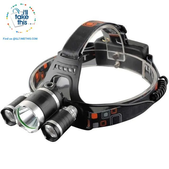 Super Bright -13000 Lumens 4 Mode Triple LED Headlamp w/wo Batteries / Power charger