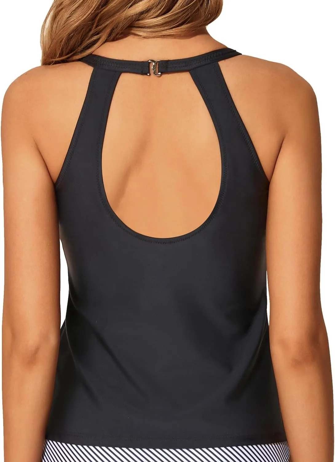 Tempt Me High Neck Tankini Top Backless Bathing Suit for Women Key Hole Swimsuit Swim Top Only