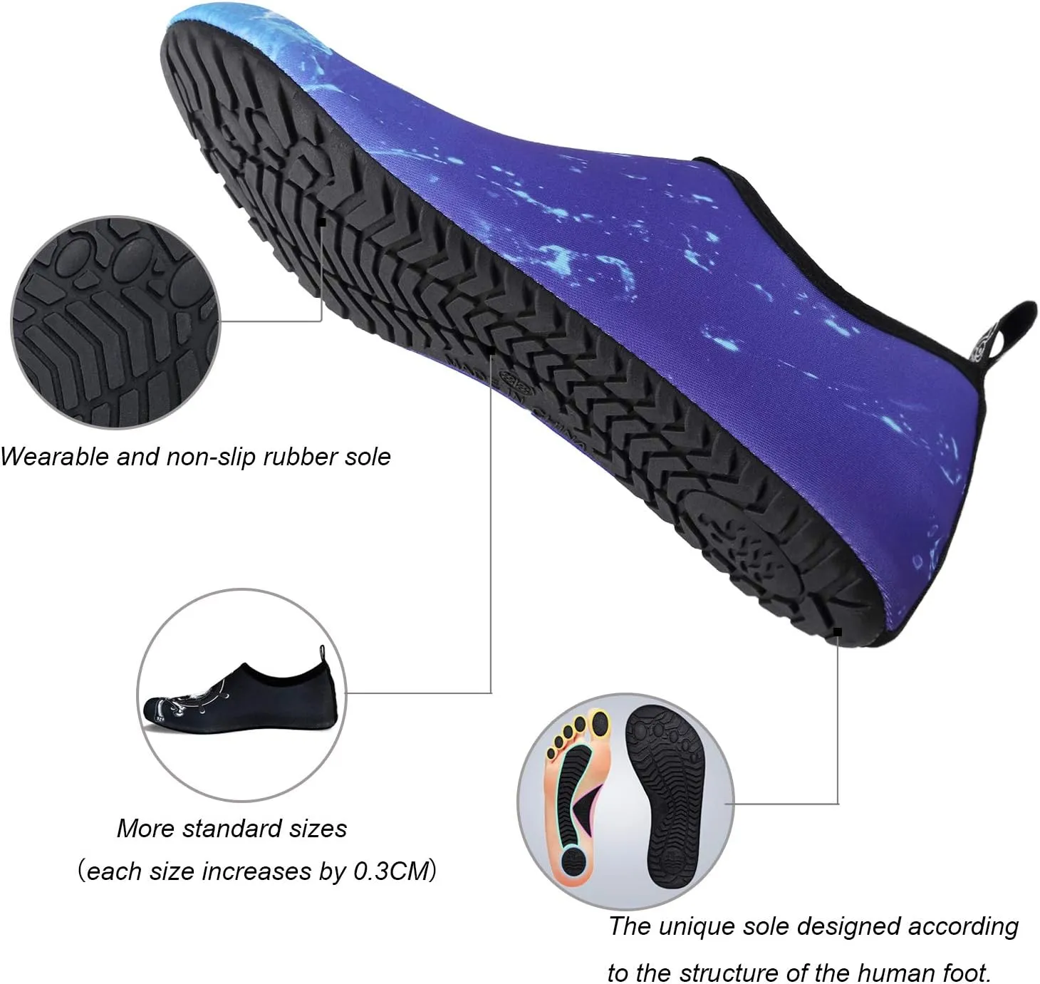 WateLves Water Shoes for Womens Mens Barefoot Quick-Dry Aqua Socks for Beach Swim Surf Yoga Exercise New Translucent Color Soles