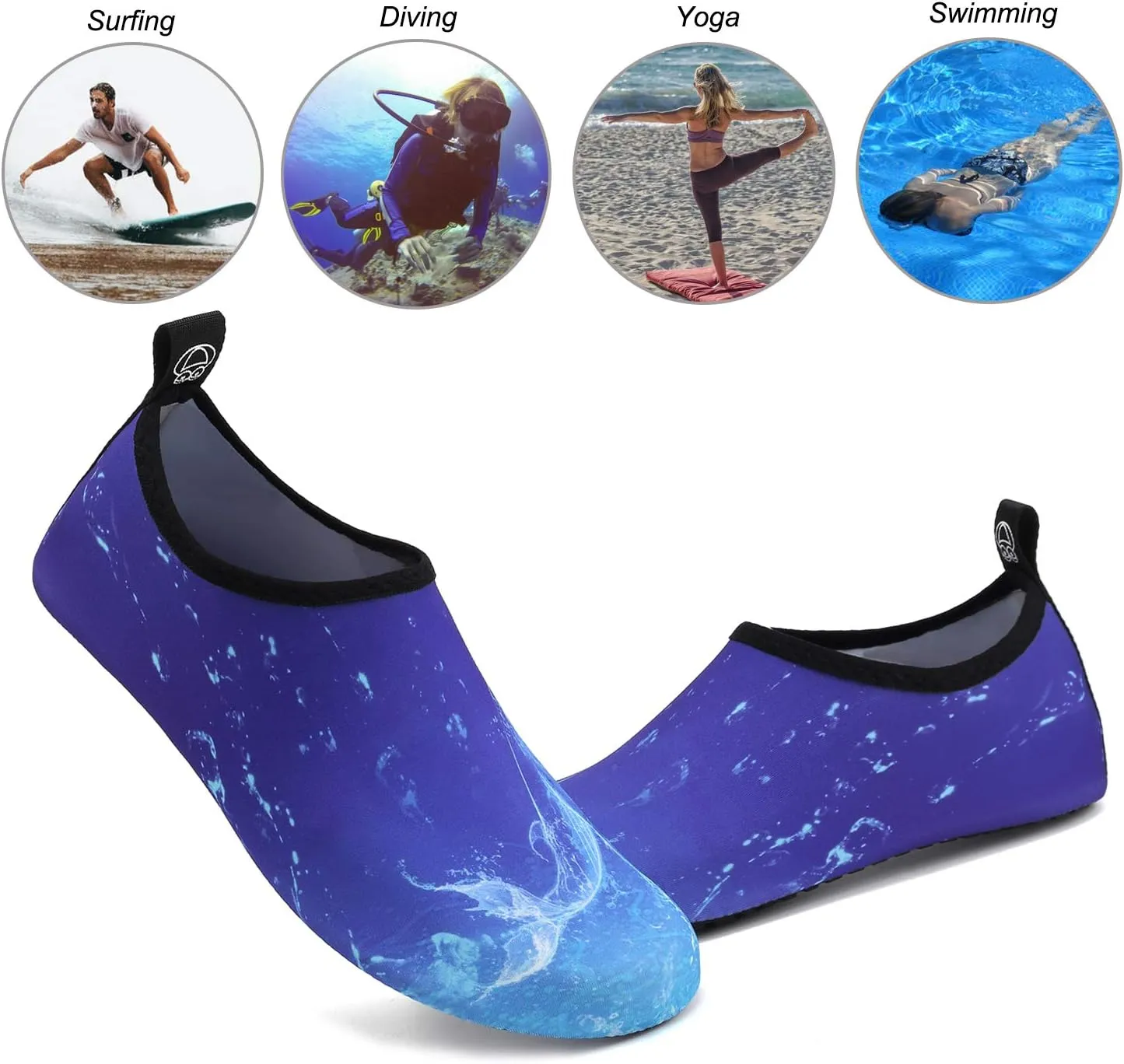 WateLves Water Shoes for Womens Mens Barefoot Quick-Dry Aqua Socks for Beach Swim Surf Yoga Exercise New Translucent Color Soles