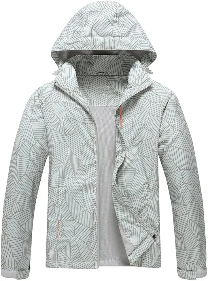 Women's Outdoor Waterproof Rain Jacket Softshell Raincoat with Hooded Lightweight Windbreaker for Hiking