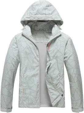 Women's Outdoor Waterproof Rain Jacket Softshell Raincoat with Hooded Lightweight Windbreaker for Hiking