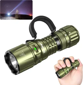 Wurkkos TD07 Flashlight, LED Tactical Flashlight, 1300 High Lumen EDC Small Flashlight, USB-C Rechargeable Flashlights, Turbo/Strobe Momentary, IP68 Waterproof, Flash Light for Camping(Olive Green)