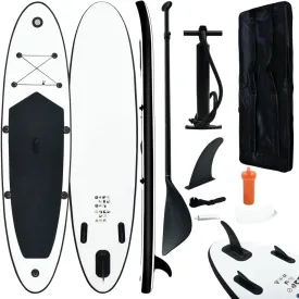YAFF Inflatable Stand Up Paddle Board Set Black and White (30.36lbs)