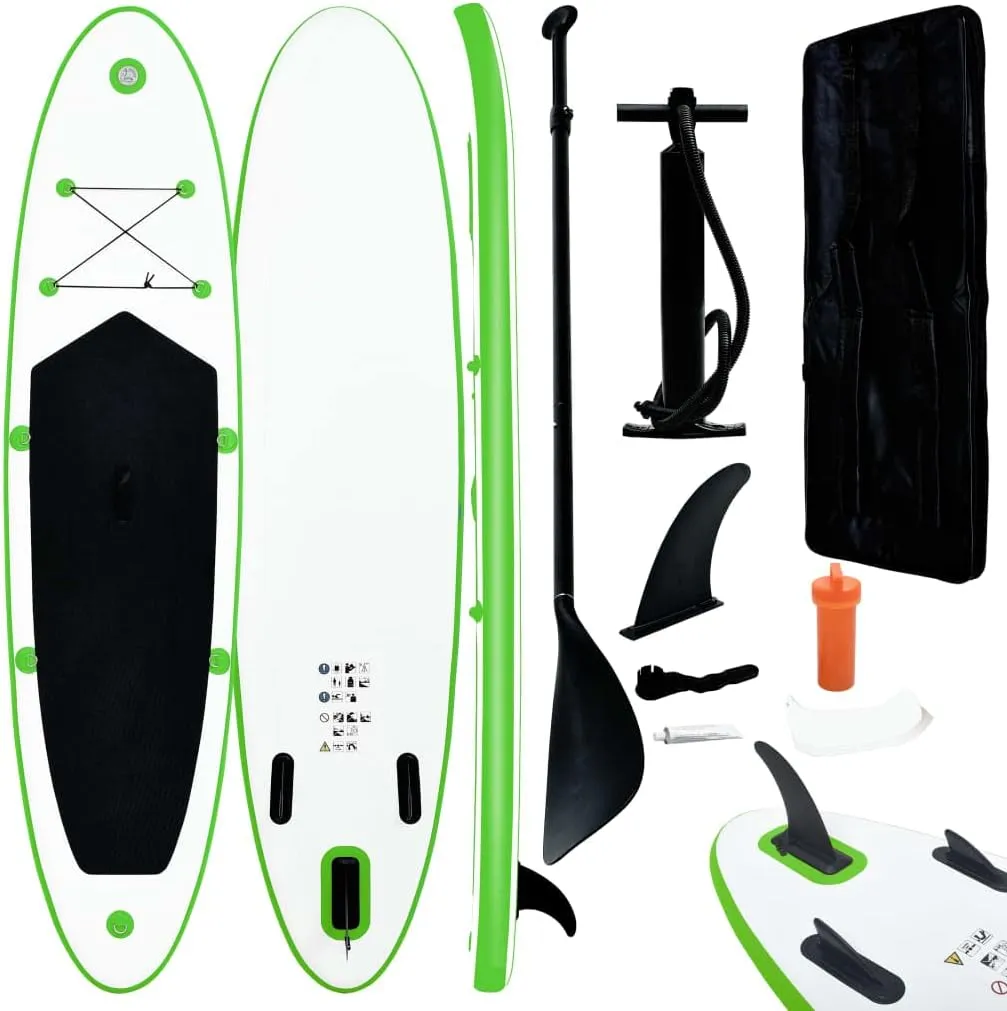 YAFF Inflatable Stand Up Paddle Board Set Green and White (30.36lbs)